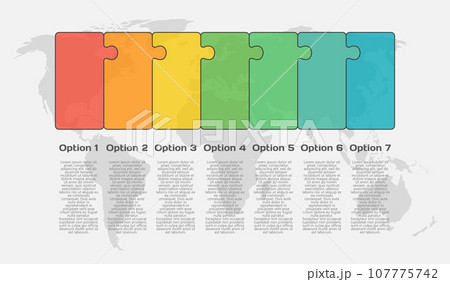 Seven piece line infographic jigsaw puzzle process 107775742