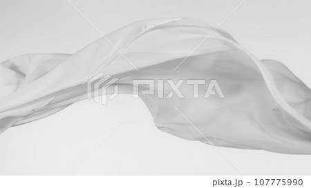 Smooth Elegant White Transparent Cloth Separated on White Background. Smooth Elegant White Transparent Cloth Separated on White Background. 107775990
