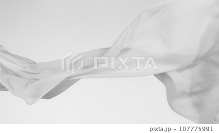 Smooth Elegant White Transparent Cloth Separated on White Background. 107775991