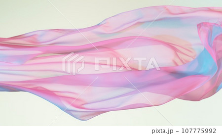 Smooth Elegant Colored Transparent Cloth Separated on White Background. 107775992