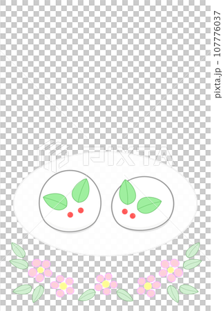 雪うさぎと赤いお花の透かし絵 107776037