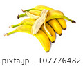 Several bananas isolated on a white background. 107776482