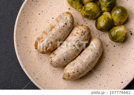 Sausages vegetable protein seitan meatless soy wheat classic taste vegetarian or vegan snack 107776662