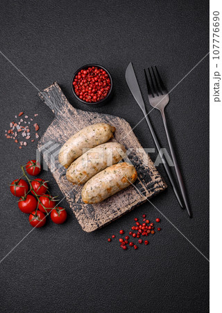 Sausages vegetable protein seitan meatless soy wheat classic taste vegetarian or vegan snack 107776690