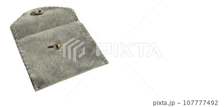 Gray velvet money and credit card wallet, isolated on white background Gray velvet money and credit card wallet, isolated on white background 107777492