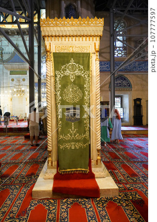 Selimiye Mosque interiors were built by Mimar Sinan in Edirne in 1575 during the Ottoman Empire. 09 August 2019 Turkey Edirne Selimiye Mosque interiors were built by Mimar Sinan in Edirne in 1575 during the Ottoman Empire. 09 August 2019 Turkey Edirne 107777597