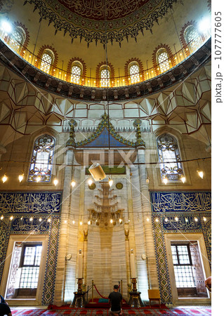 Selimiye Mosque interiors were built by Mimar Sinan in Edirne in 1575 during the Ottoman Empire. 09 August 2019 Turkey Edirne Selimiye Mosque interiors were built by Mimar Sinan in Edirne in 1575 during the Ottoman Empire. 09 August 2019 Turkey Edirne 107777605