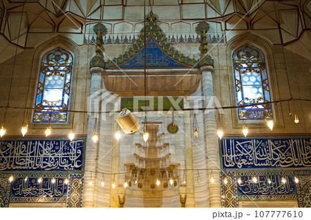 Selimiye Mosque interiors were built by Mimar Sinan in Edirne in 1575 during the Ottoman Empire. 09 August 2019 Turkey Edirne 107777610