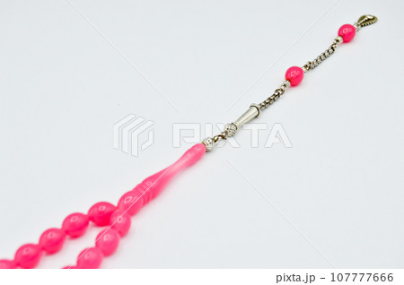 Pink and silver beads sequenced, short rosary, tespih tesbih 107777666