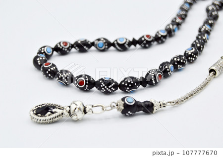 Black and silver beads sequenced, short rosary, tespih tesbih Black and silver beads sequenced, short rosary, tespih tesbih 107777670