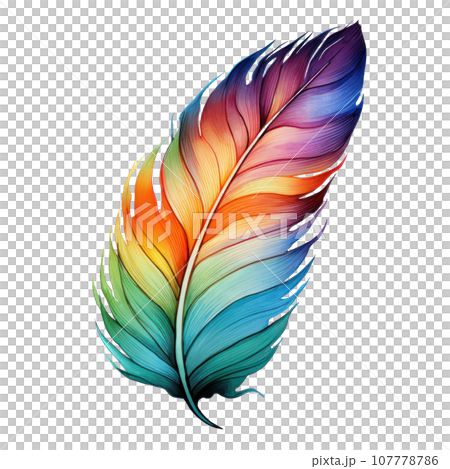 Colorful hand-painted feather isolated on white backgroud Colorful hand-painted feather isolated on white backgroud 107778786