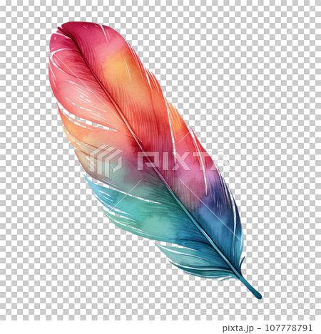 Colorful hand-painted feather isolated on white backgroud Colorful hand-painted feather isolated on white backgroud 107778791