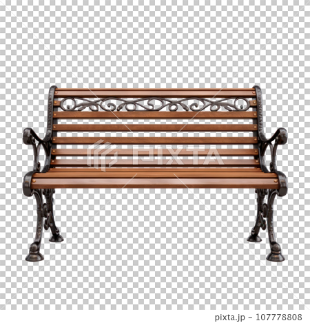 Brown wooden bench isolated Brown wooden bench isolated 107778808