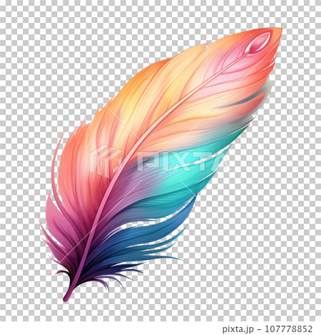 Colorful hand-painted feather isolated on white backgroud 107778852