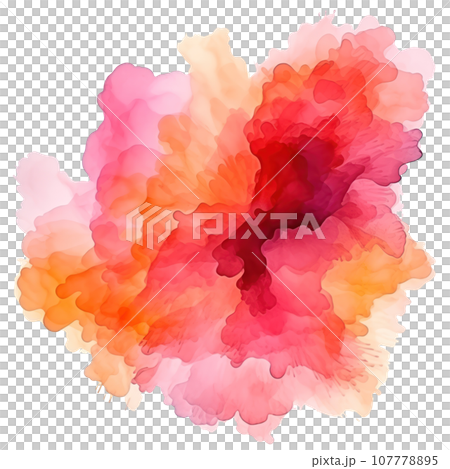 Pink and orange abstract watercolor shape isolated 107778895