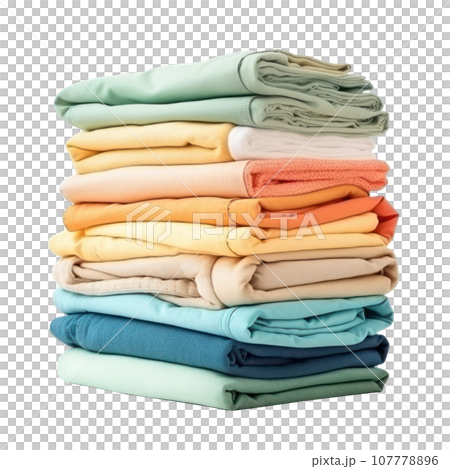 Stack of clean clothes isolated Stack of clean clothes isolated 107778896