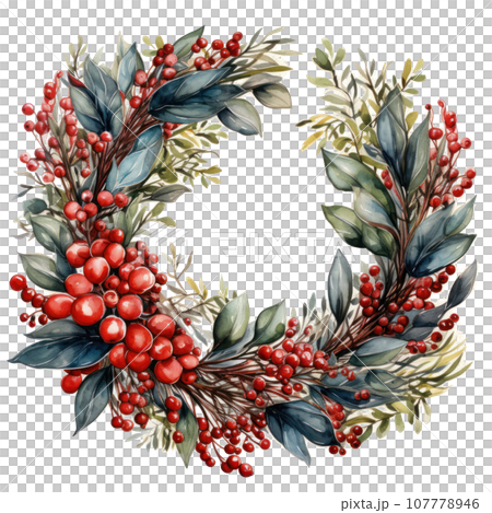 watercolor christmas circle frame isolated watercolor christmas circle frame isolated 107778946