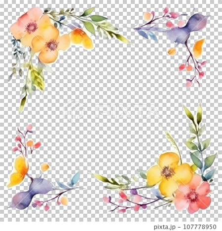 watercolor spring frame isolated 107778950