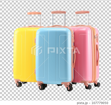A group of colorful suitcases isolated 107779050