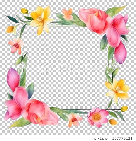 watercolor spring frame isolated watercolor spring frame isolated 107779121