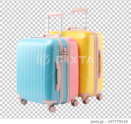 A group of colorful suitcases isolated 107779129