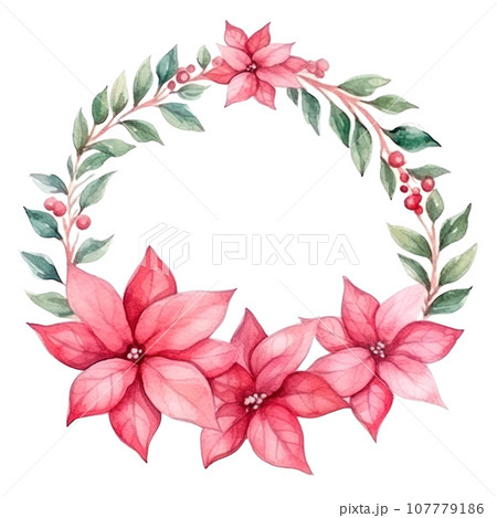 watercolor poinsettia flower isolated watercolor poinsettia flower isolated 107779186