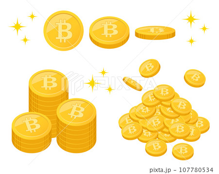 ビットコインのセットイラスト ビットコインのセットイラスト 107780534