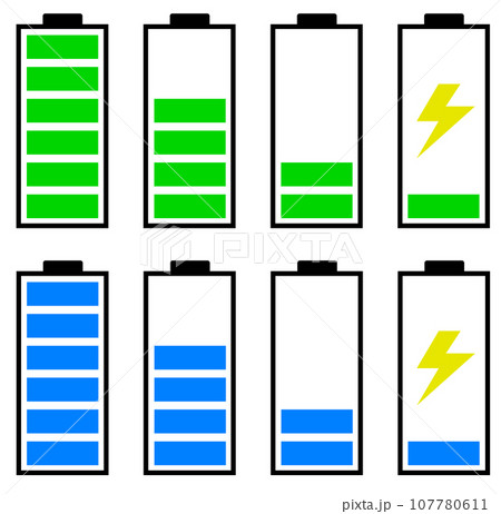 乾電池タイプの電圧やバッテリー残量を表示するイラスト 107780611