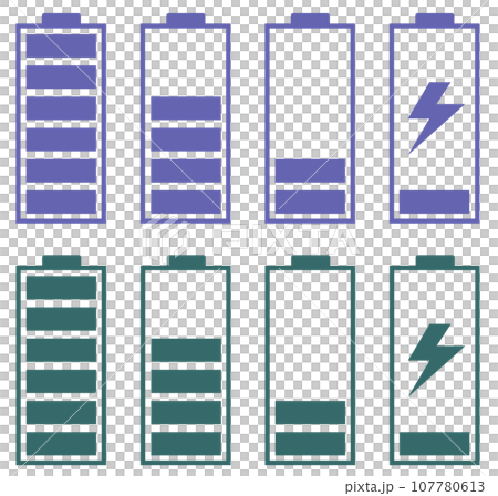 Illustration that displays the voltage and remaining battery power of dry battery types Illustration that displays the voltage and remaining battery power of dry battery types 107780613