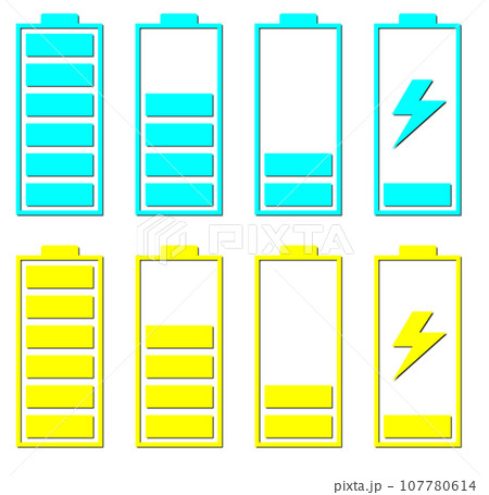 乾電池タイプの電圧やバッテリー残量を表示するイラスト 107780614