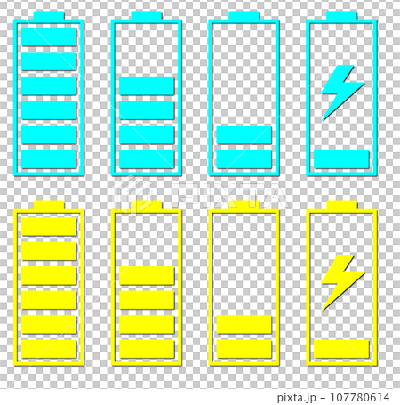 乾電池タイプの電圧やバッテリー残量を表示するイラスト 107780614