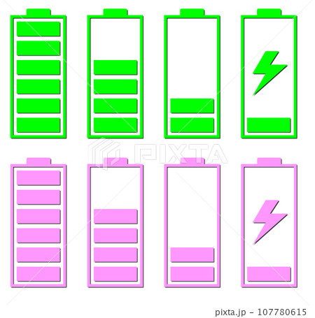 乾電池タイプの電圧やバッテリー残量を表示するイラスト 107780615