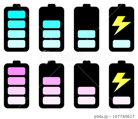乾電池タイプの電圧やバッテリー残量を表示するイラスト 107780617
