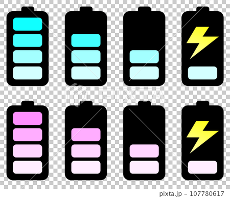 乾電池タイプの電圧やバッテリー残量を表示するイラスト 107780617