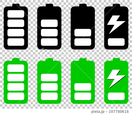 乾電池タイプの電圧やバッテリー残量を表示するイラスト 107780618