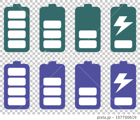 乾電池タイプの電圧やバッテリー残量を表示するイラスト 107780619