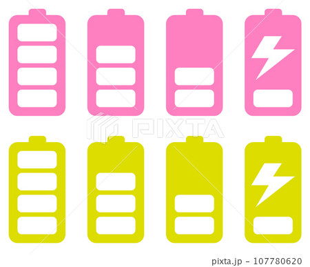 乾電池タイプの電圧やバッテリー残量を表示するイラスト 107780620