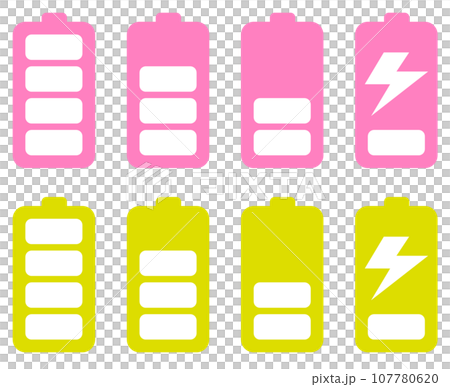 乾電池タイプの電圧やバッテリー残量を表示するイラスト 107780620