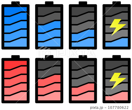 乾電池タイプの電圧やバッテリー残量を表示するイラスト 乾電池タイプの電圧やバッテリー残量を表示するイラスト 107780622