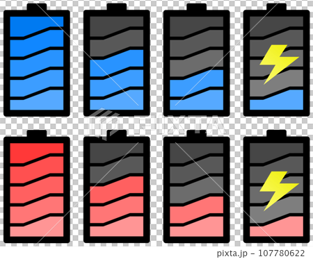 乾電池タイプの電圧やバッテリー残量を表示するイラスト 乾電池タイプの電圧やバッテリー残量を表示するイラスト 107780622