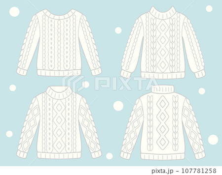 白いセーターをイメージしたイラストのセット 107781258