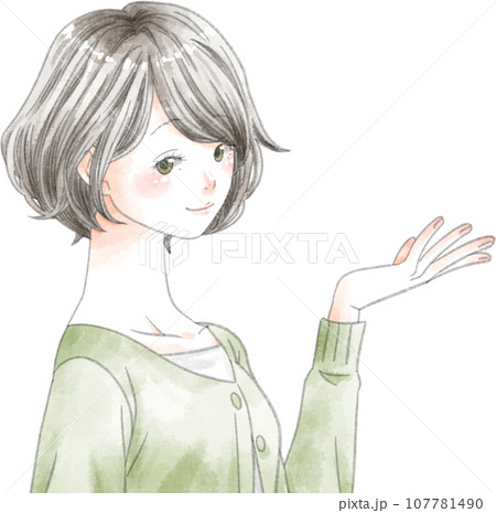 笑顔で案内する女性　仕草 107781490