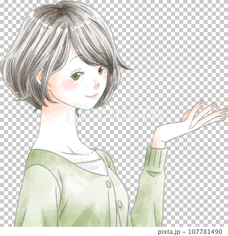 笑顔で案内する女性　仕草 107781490