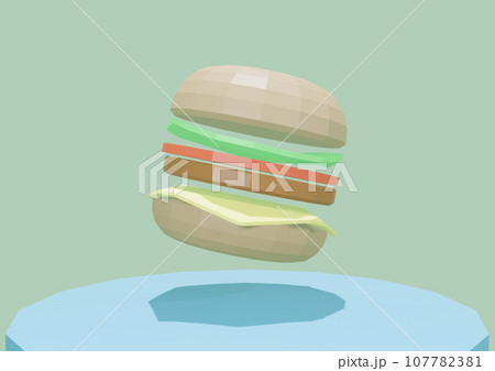 躍動するハンバーガーの3DCG 107782381