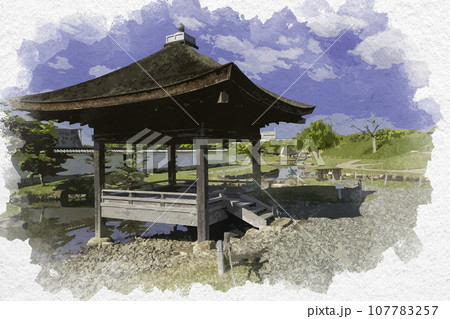 水彩画風 赤穂城 二之丸庭園 兵庫県赤穂市 水彩画風 赤穂城 二之丸庭園 兵庫県赤穂市 107783257