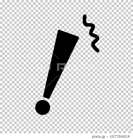 感嘆號剪影圖示。反應圖示。向量。 107784824