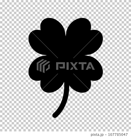 四つ葉のクローバーのシルエットアイコン。運。ベクター。 四つ葉のクローバーのシルエットアイコン。運。ベクター。 107785047
