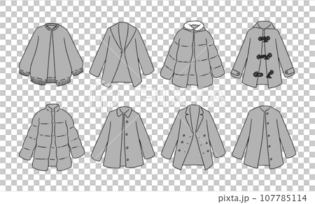 グレーのショートコートのイラストセット 107785114