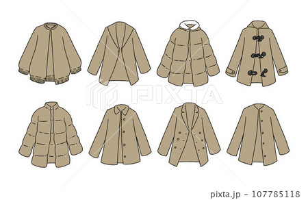 茶色のショートコートのイラストセット 107785118