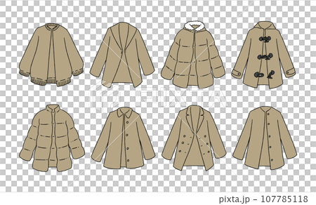 茶色のショートコートのイラストセット 107785118